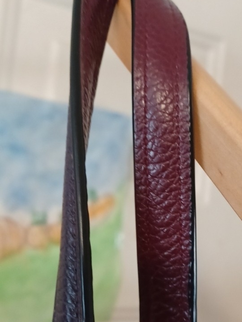 Coach Burgundy Leather Tote Navy Trim and Pink Accent Hangtags Shoulder Purse - Picture 15 of 16